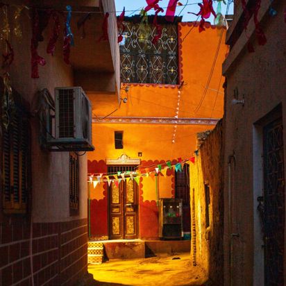 Egypt Aswan Elephantino Island Nubian Village Traditional House Evening