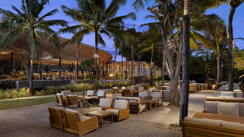 bali - sanur - sanur_segara village_beach_front_2022_beach_deck_lounge_dusk
