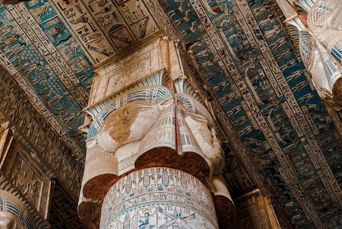Egypt Luxor Dendera Capital Of Column With Goddess Hathor