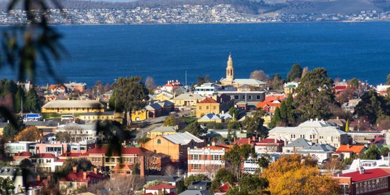 Australien Tasmanien Hobart Udsigt Til Battery Point Derwent River Eftermiddag
