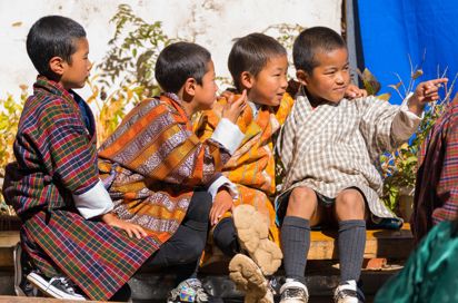 Bhutan Gangtey Black Necked Crane Festival Trane Børn