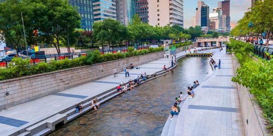 Sydkorea Seuol Cheonggyecheon Stream Park 2