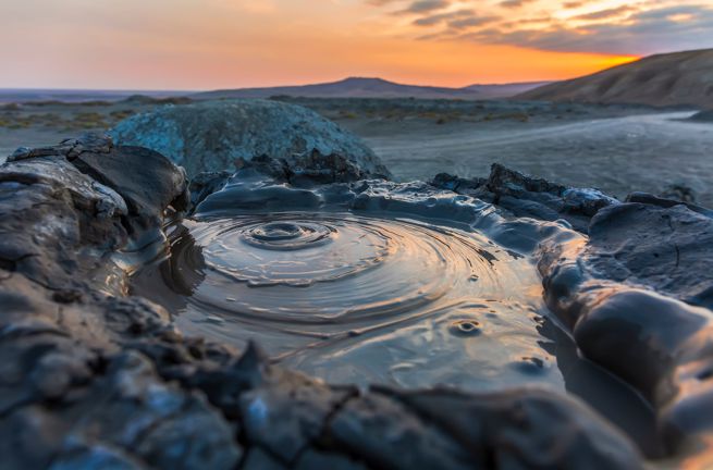 Azerbaijan Gobustan Desert Active Mud Volcano