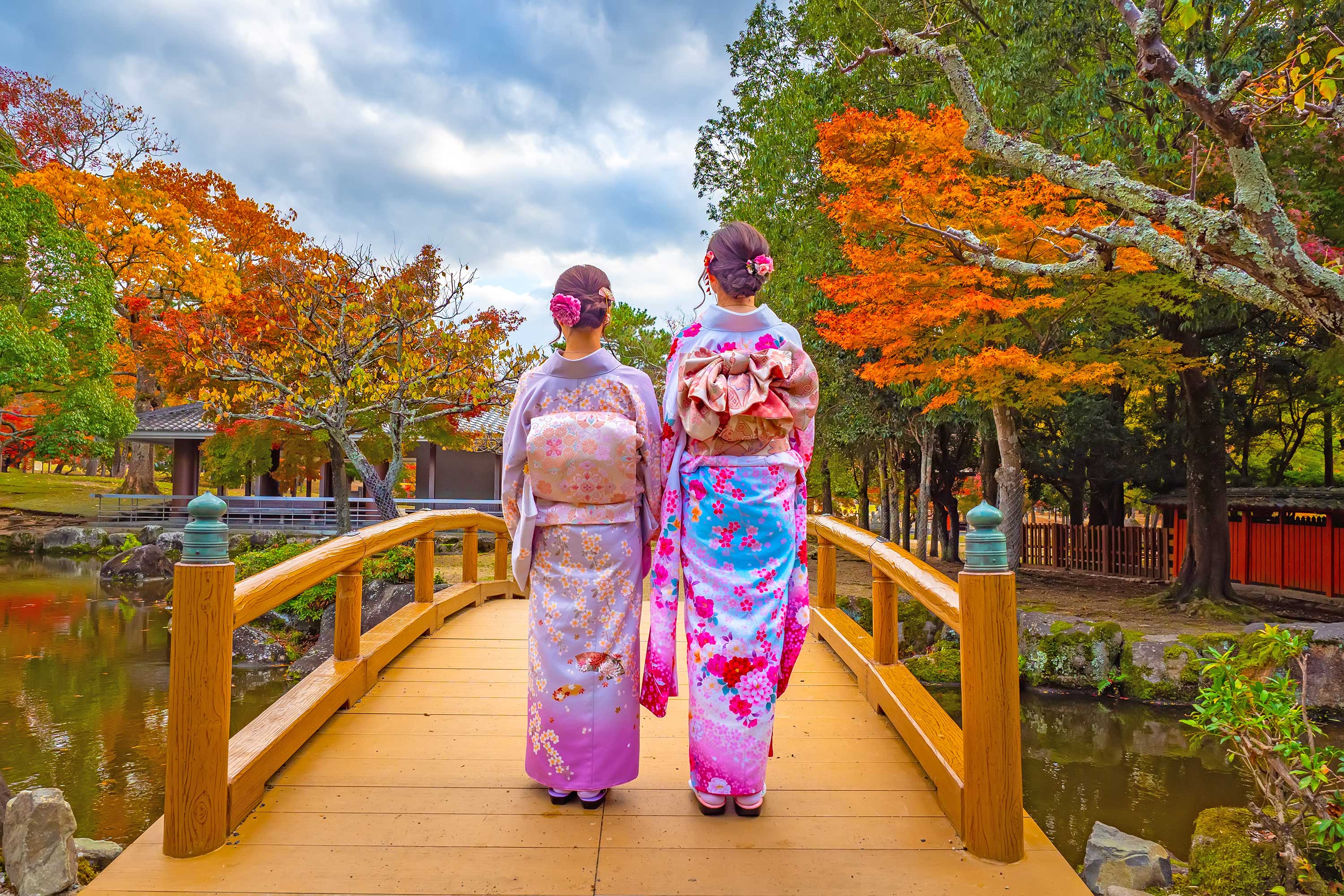 Nara Kvinder Klædt I Kimono