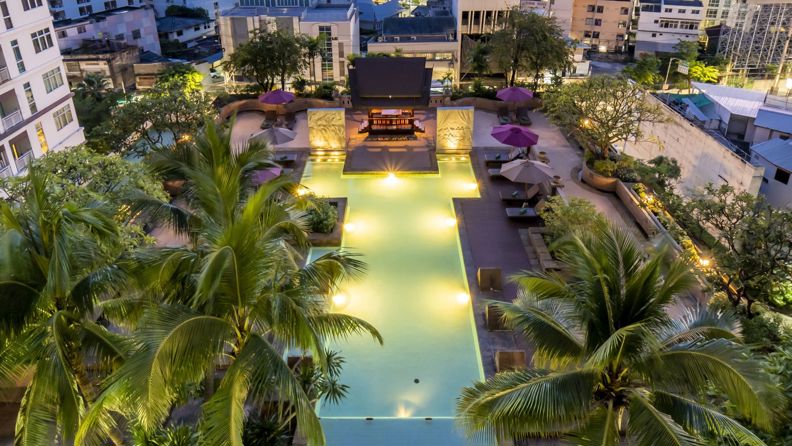 Thailand Bangkok Century Park Hotel Pool Evening