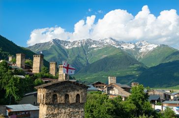 Georgia Mestia Town With Medieval Svan Towers Traditional Fortified Residence
