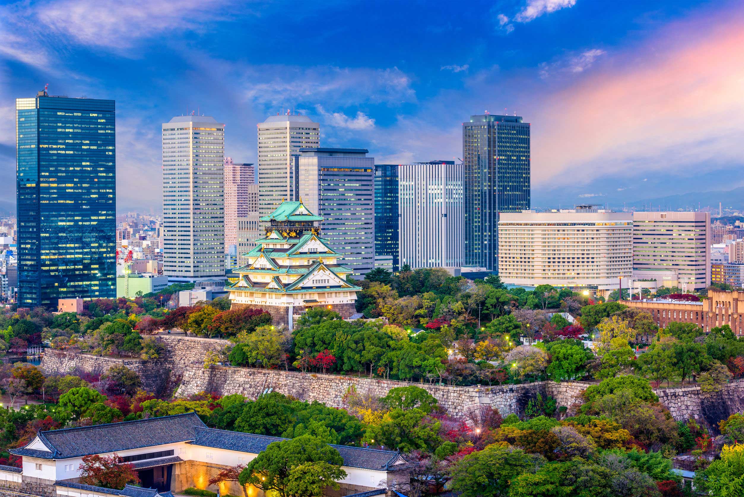 Osaka Castle And Buildings