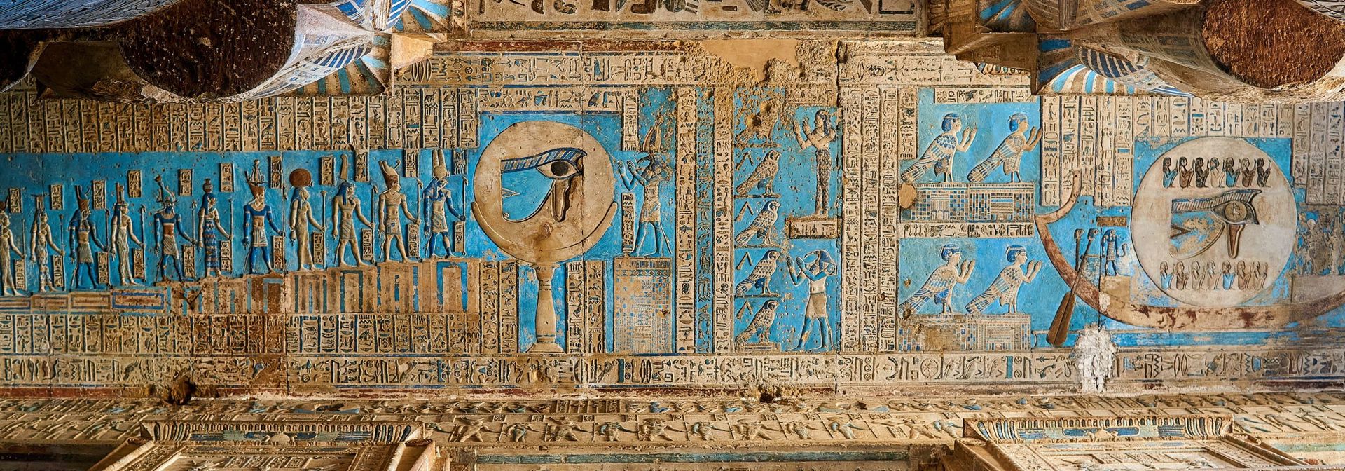 Egypt Luxor Dendera Temple Hathor Columns Ceiling