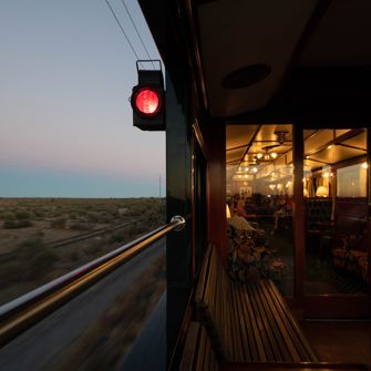 Sydafrika Rovos Rail Observation Car Solnedgang