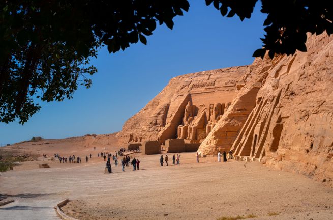 Egypt Abu Simbel Temples Entrances To Small Temple Of Hathor And Nefertari