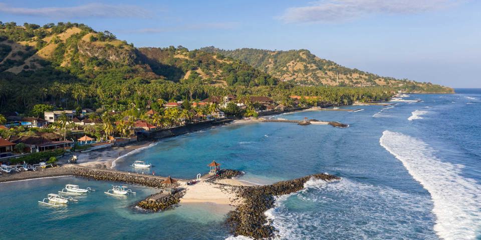 Candi Dasa Beach Aerial