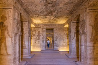 Egypt Aswan Abu Simbel Tempel Carvings Statues Inside Nefertari Temple