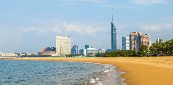 Japan Kyushu Fukuoka Skyline Tower Beach