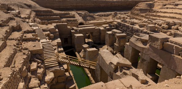 Egypt Abydos Temple Seti I The Osireion At Rear Of Temple