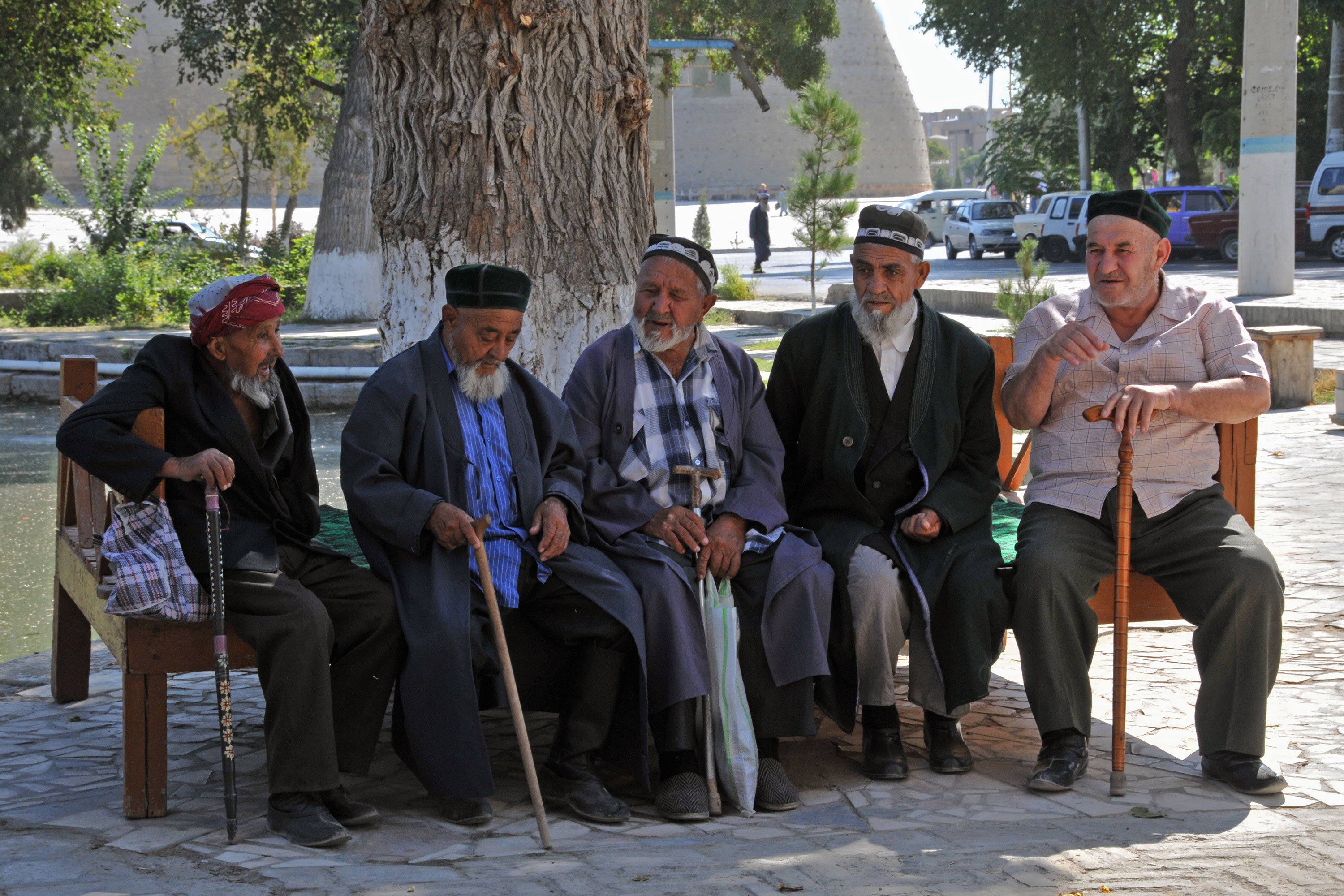 Usbekistan Maend Paa Baenk Bukhara Ark Fortress