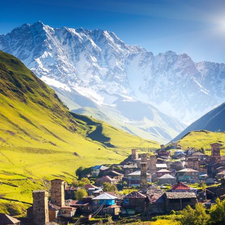 Georgia Upper Svaneti Ushguli Small Villages In Caucasus Mountains